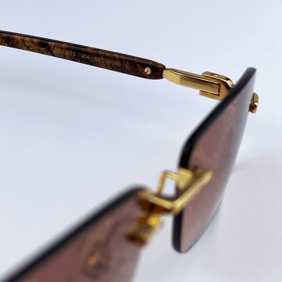 NEW Gucci GG1221S 004 Gold Yellow Red Mirrored Square Unisex Sunglasses